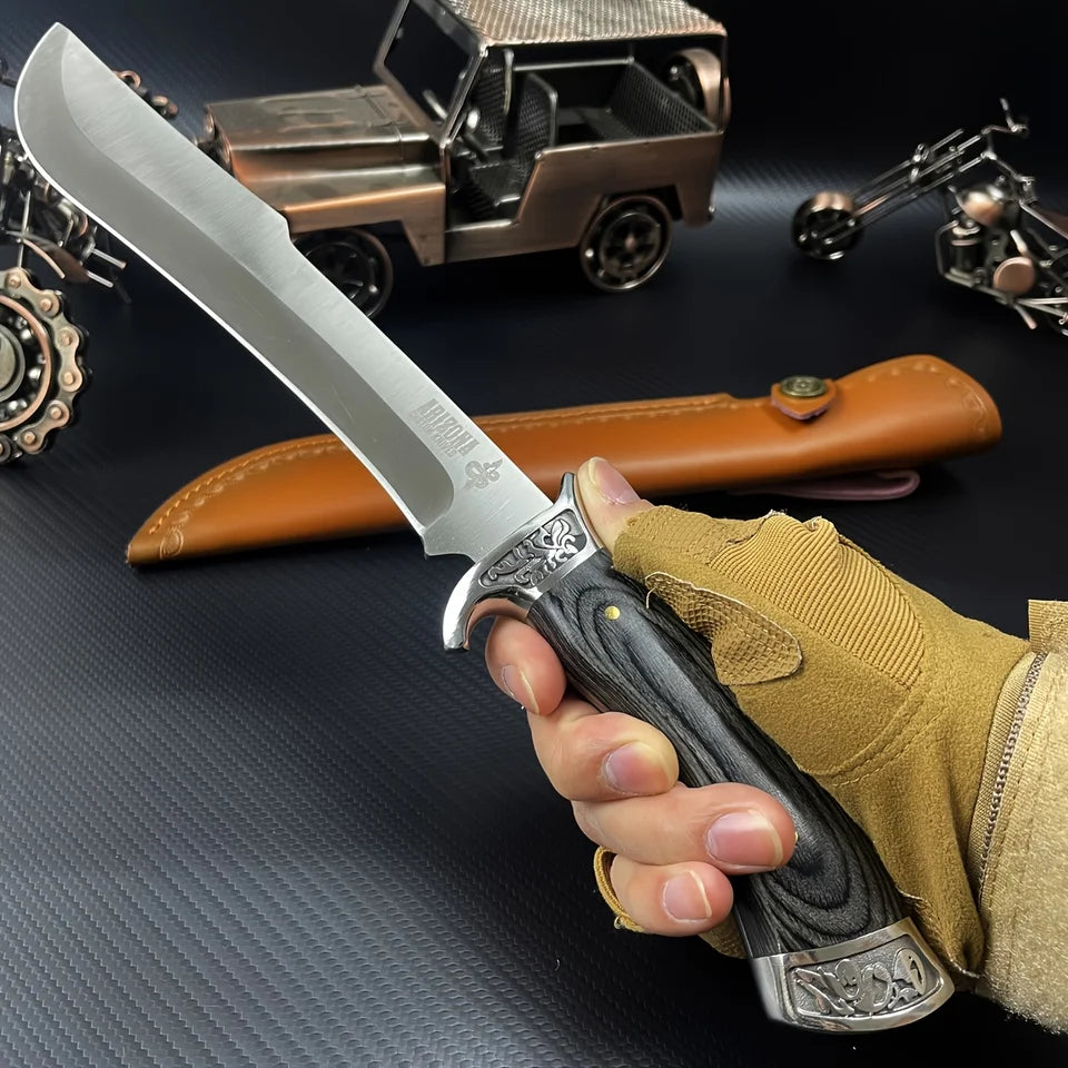 High Hardness Outdoor Fixed Blade Knife Wood Handle with Sheath