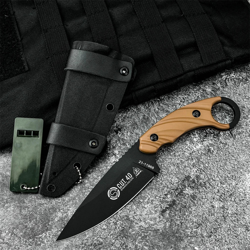 C.U.T. Fixed Blade Knife with Kydex Sheath Outdoor Survival Utility Tool