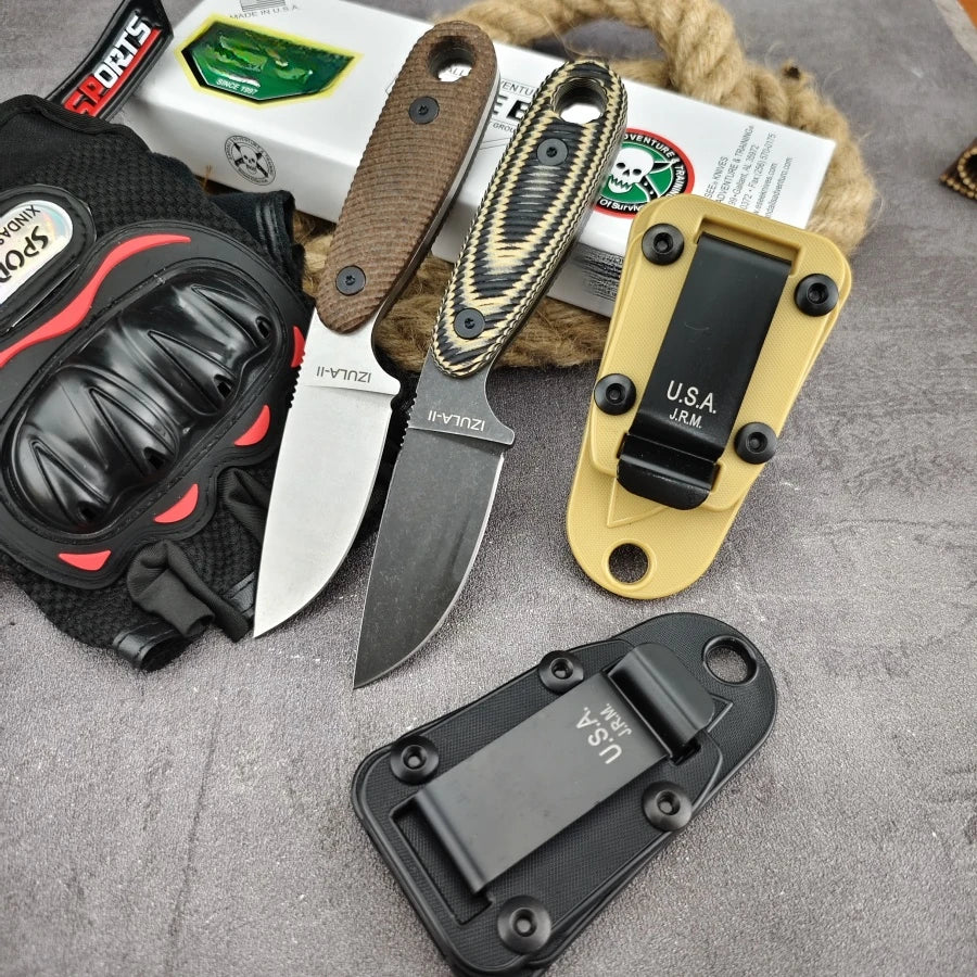 Izula Style Fixed Blade Knife D2 G10 Handle Outdoor Tactical Sheath Knife