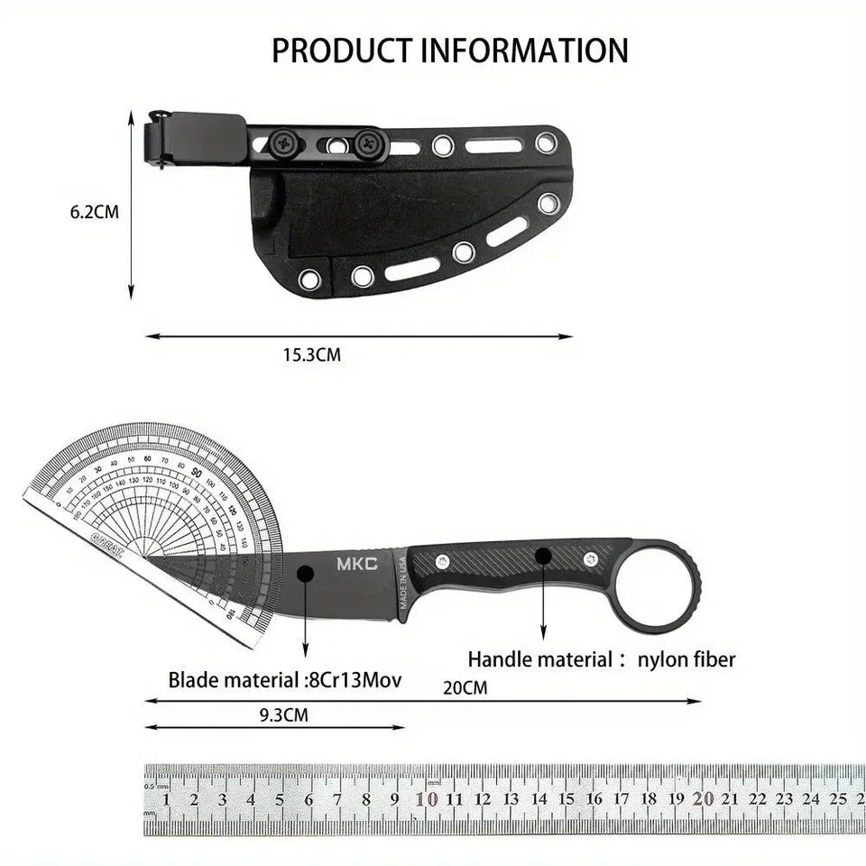 MKC Fixed Blade Knife Outdoor Camping Survival Tool with Kydex Sheath