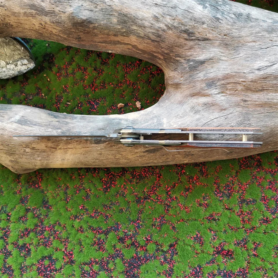Wood Handle Folding Knife for Outdoor Survival and Multi Cutting Tasks