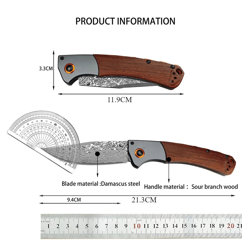 Damascus BM 15080 Crooked River Folding Knife Wood/G10 EDC Knife