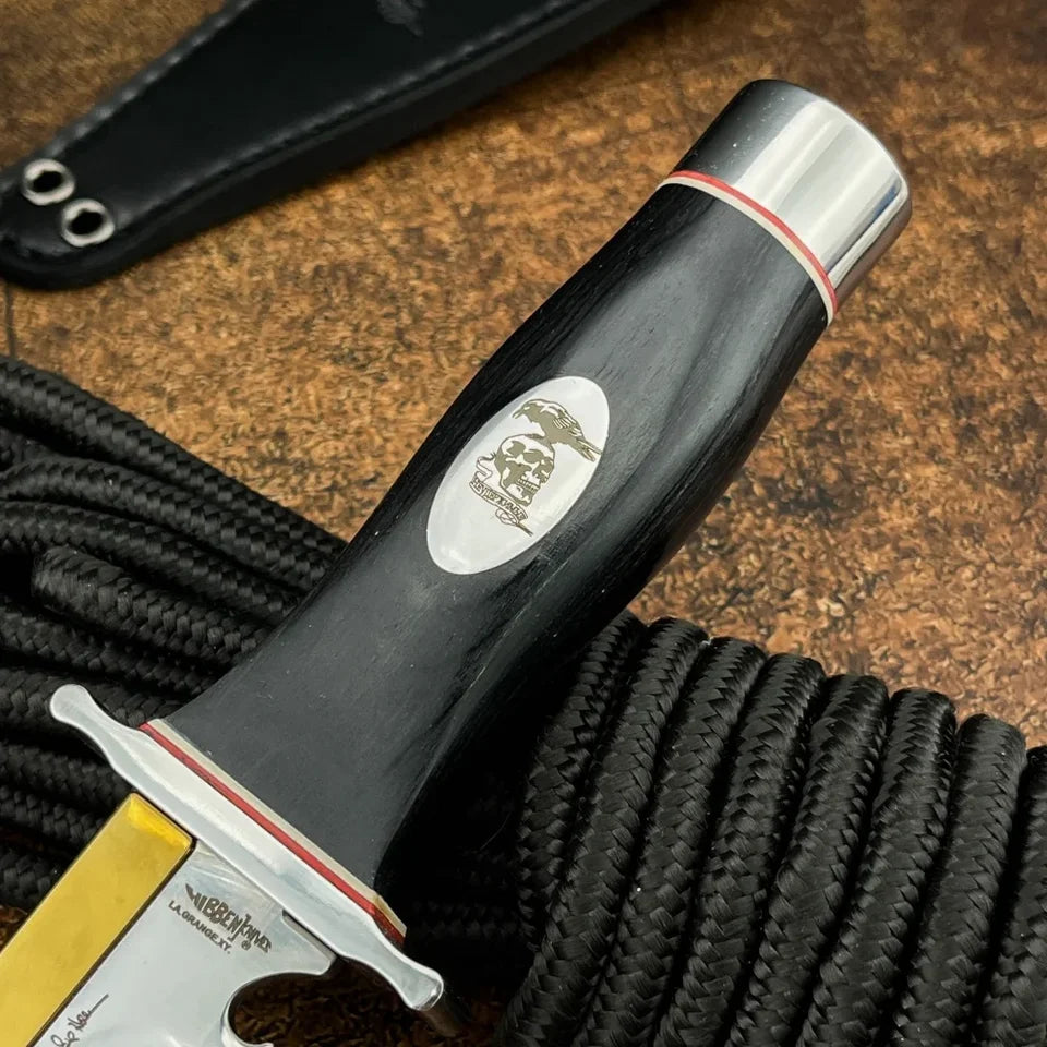 Small Survival Fixed Blade Knife 9Cr13Mov, Ebony Handle, Portable with Sheath