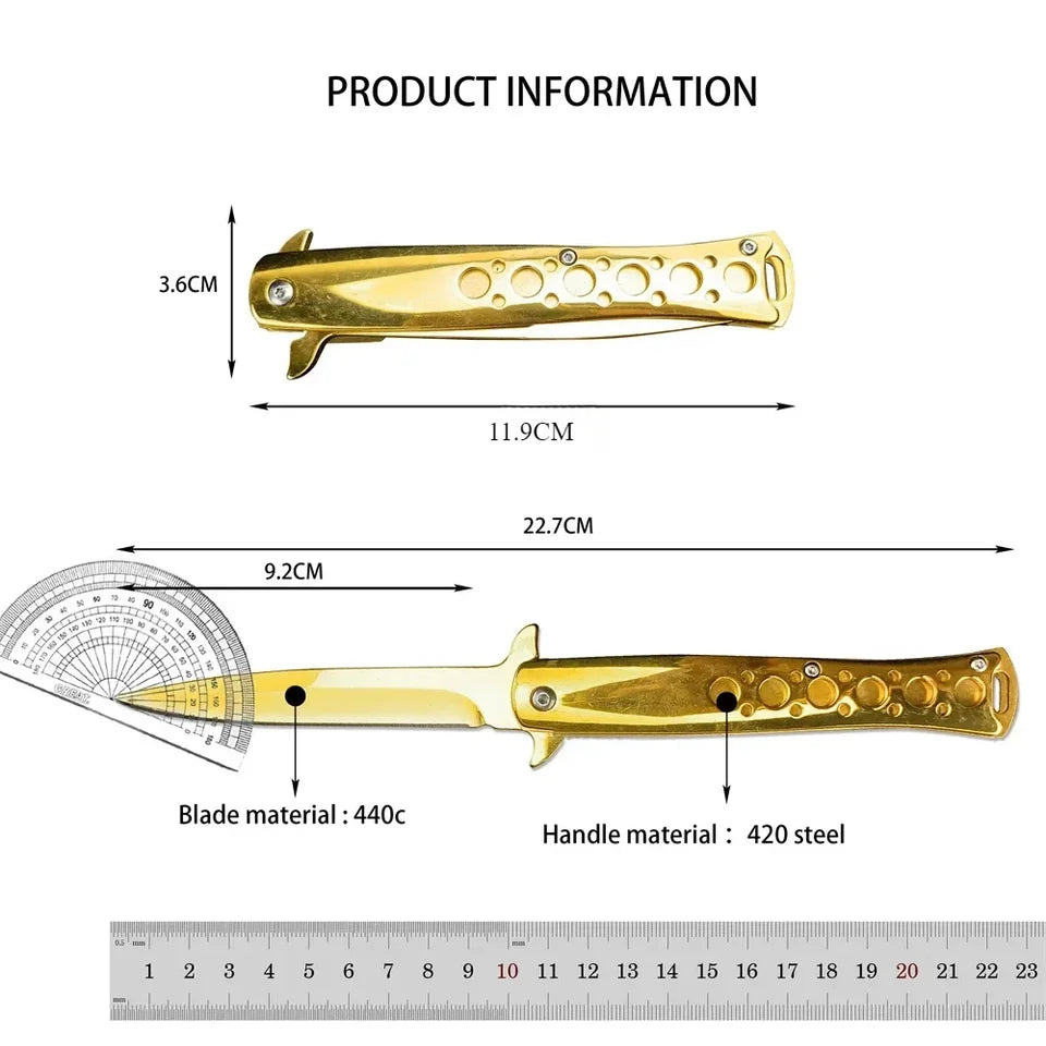 Golden M10 Folding Knife 440C Blade Tactical EDC Camping Pocket Knife