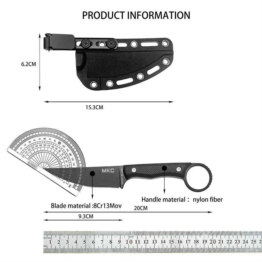 MKC Speedgoat Fixed Blade Knife Nylon Handle Outdoor EDC with Kydex