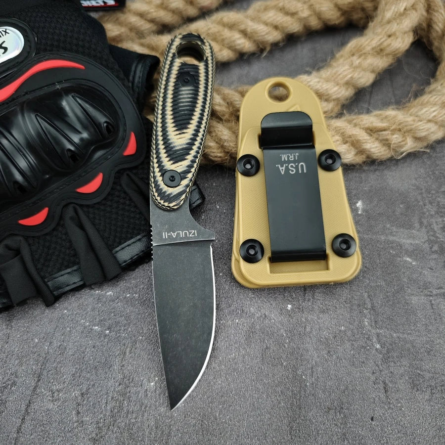 Izula Style Fixed Blade Knife D2 G10 Handle Outdoor Tactical Sheath Knife