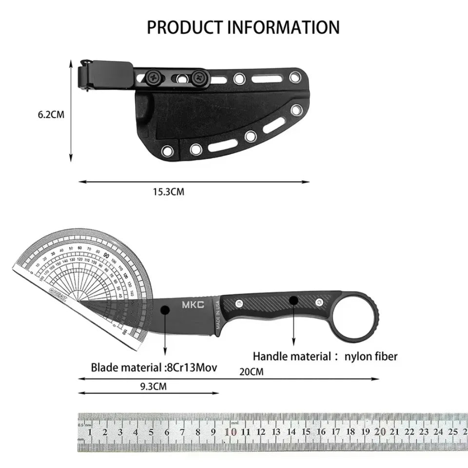 MKC Ultra-Light Straight Knife, Nylon-Fiberglass Handle, Outdoor Tactical