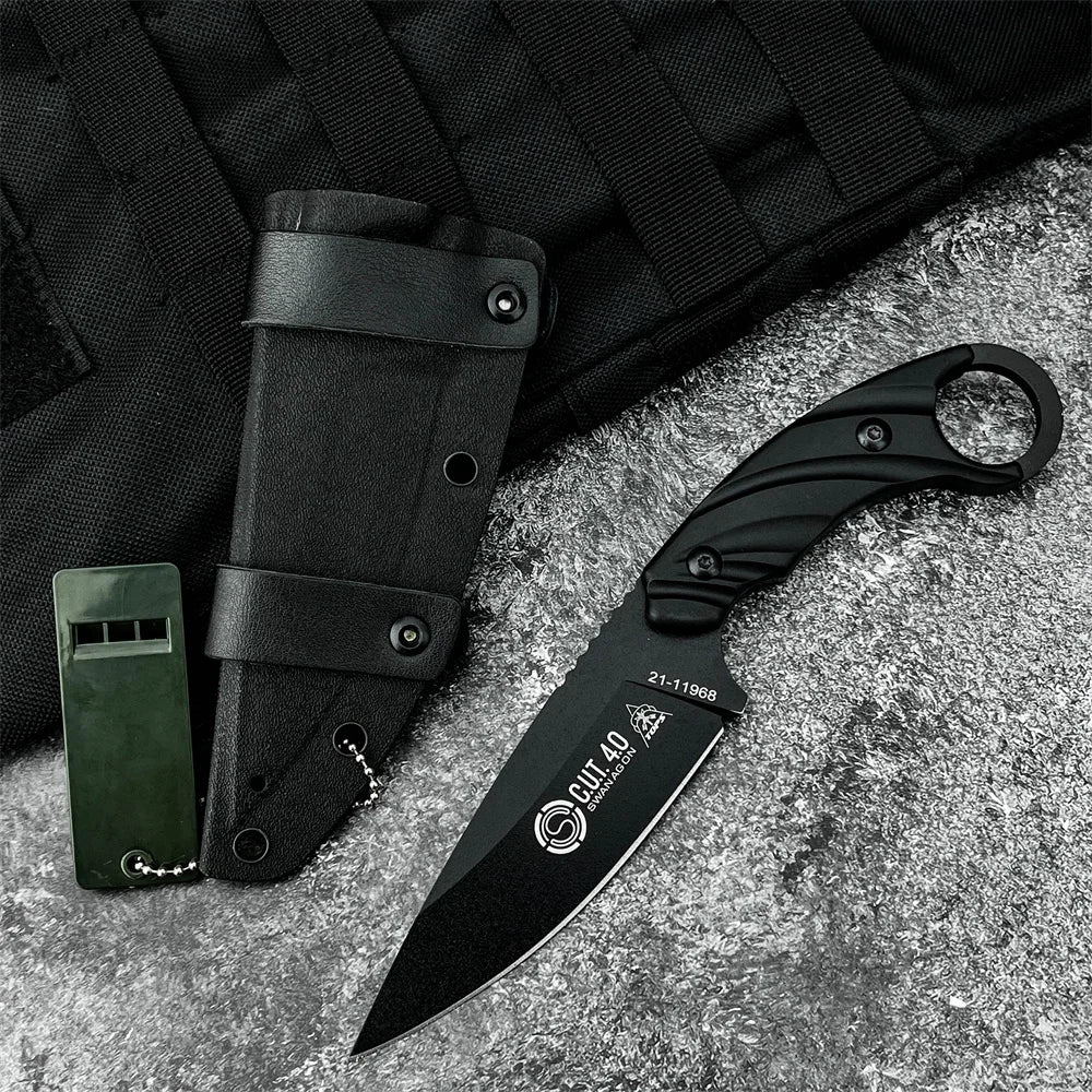 C.U.T. Fixed Blade Knife with Kydex Sheath Outdoor Survival Utility Tool