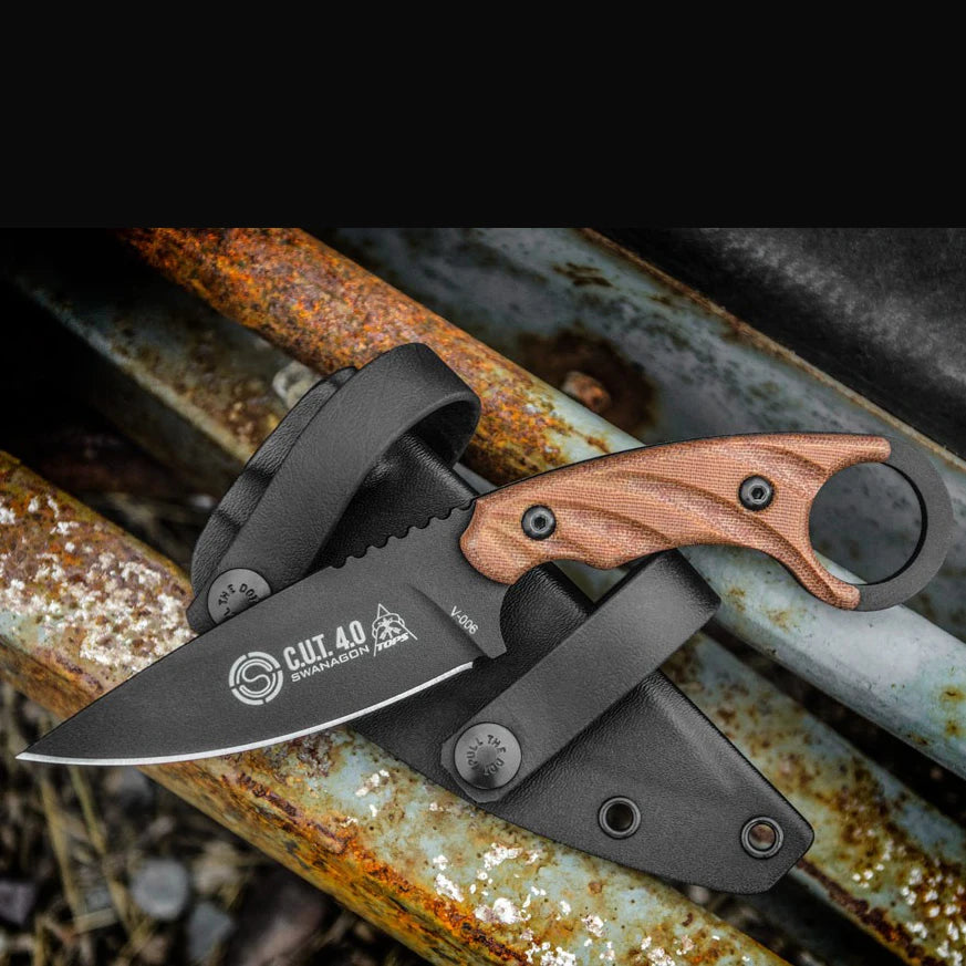 C.U.T. Fixed Blade Knife with Kydex Sheath Outdoor Survival Utility Tool